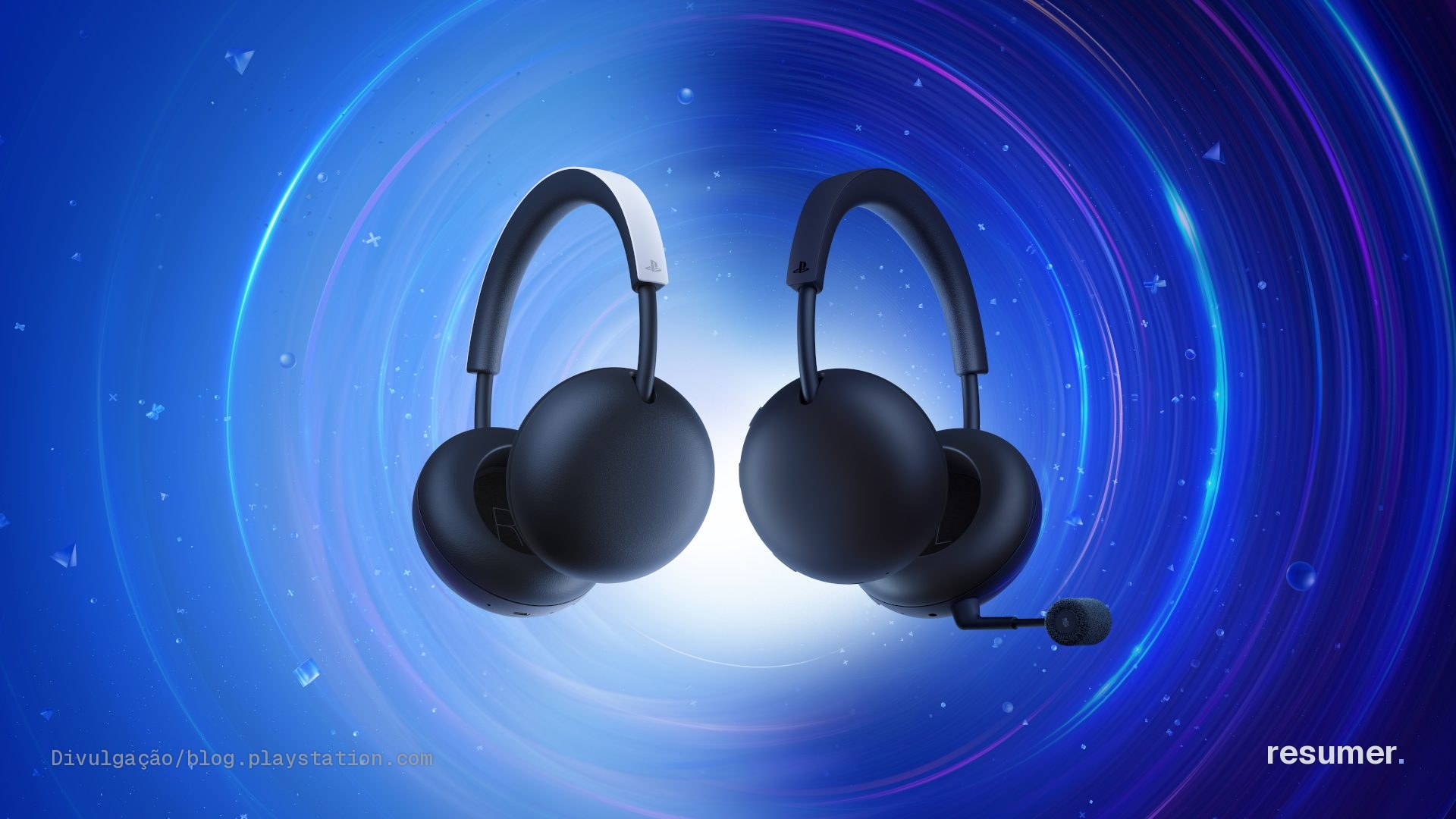 Headset sem fio Pulse Edge da Sony para PS5, em branco e preto, com haste de microfone destacável