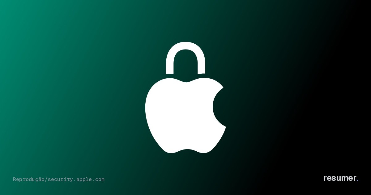 Imagem oficial da Apple ilustrando recursos de segurança e criptografia de dispositivos