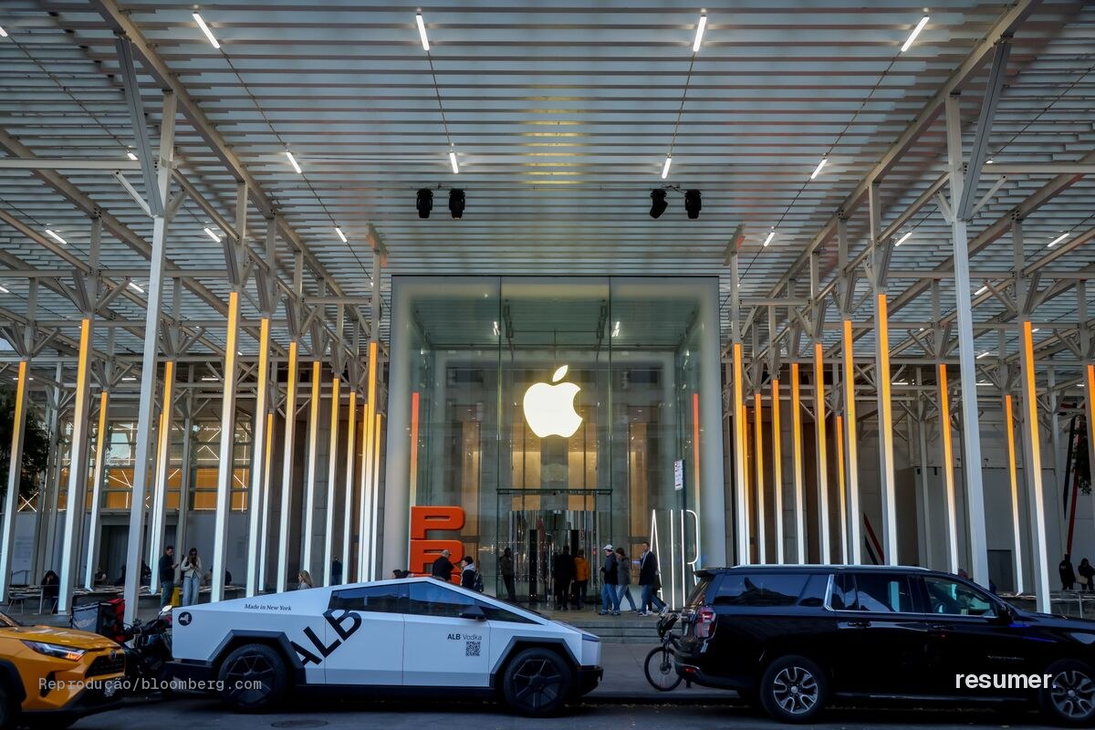 Ilustração de servidor corporativo em data center, associada ao projeto de chip M8 Ultra da Apple