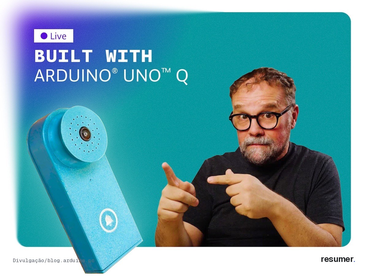 Banner da transmissão ao vivo da Arduino sobre montagem de campainha inteligente com IA local