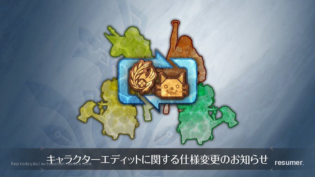 Imagem de divulgação de Monster Hunter Wilds ilustrando o fim dos tickets pagos de edição de personagem