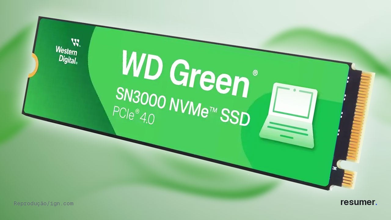 SSD WD Green SN3000 1TB em embalagem com logo da WD