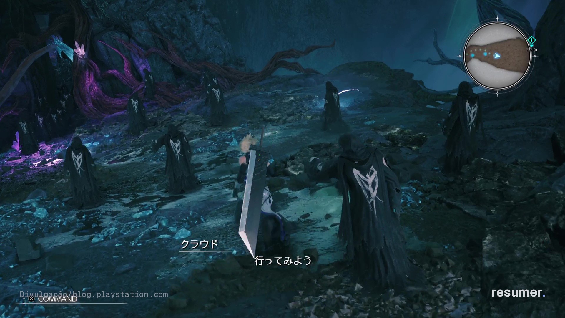 Personagens de Final Fantasy VII Revelation em ação no combate híbrido