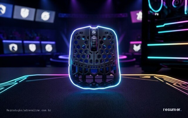 Mouse gamer ultraleve Lupine II da G-Wolves com design assimétrico