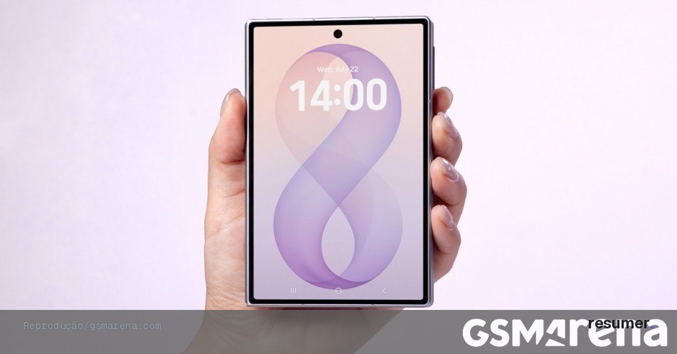 Galaxy Z Fold8 em destaque com destaque para sua leveza e finura
