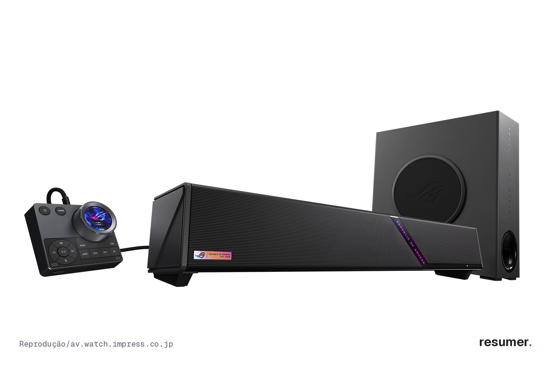 Soundbar ROG Gjallar com destaque para Dolby Atmos e HDMI 2.1