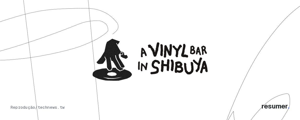 Vinyl Bar em Shibuya com equipamentos de produção musical interativos