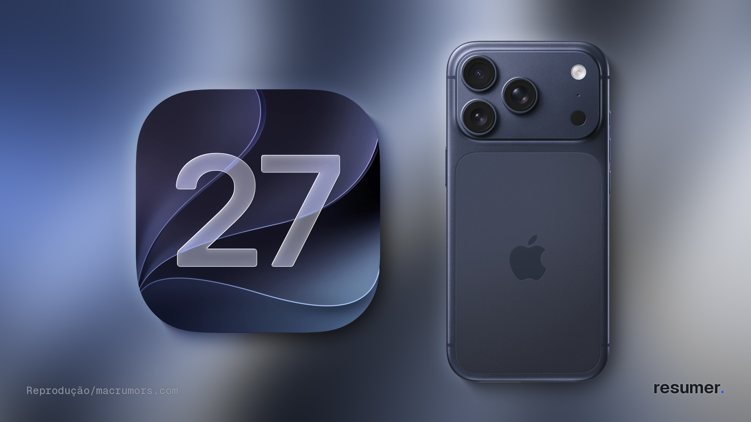 iOS 27 em iPhone com interface visível