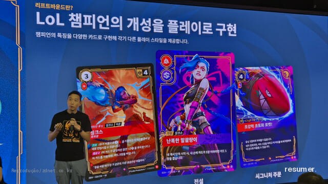 Cartas do jogo Liftbound com personagens de League of Legends