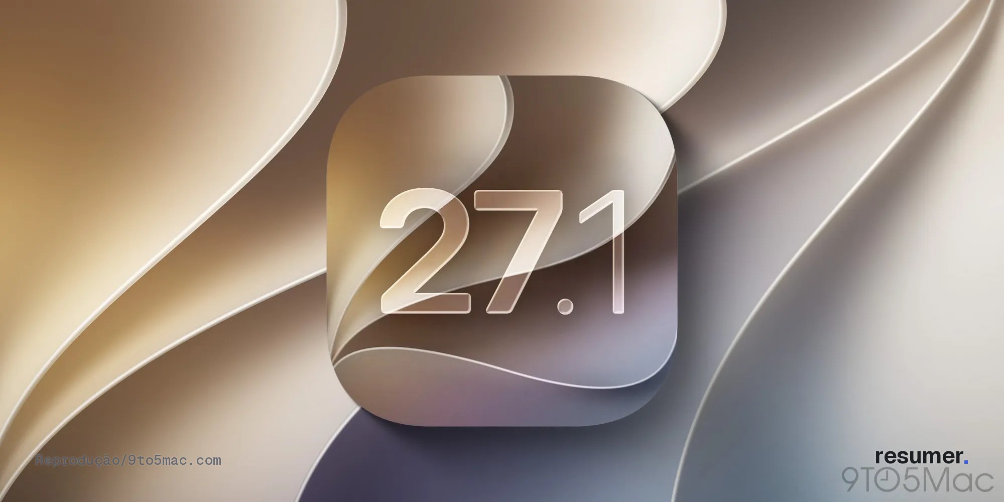 iPhone com interface do iOS 27.1 em exibição.