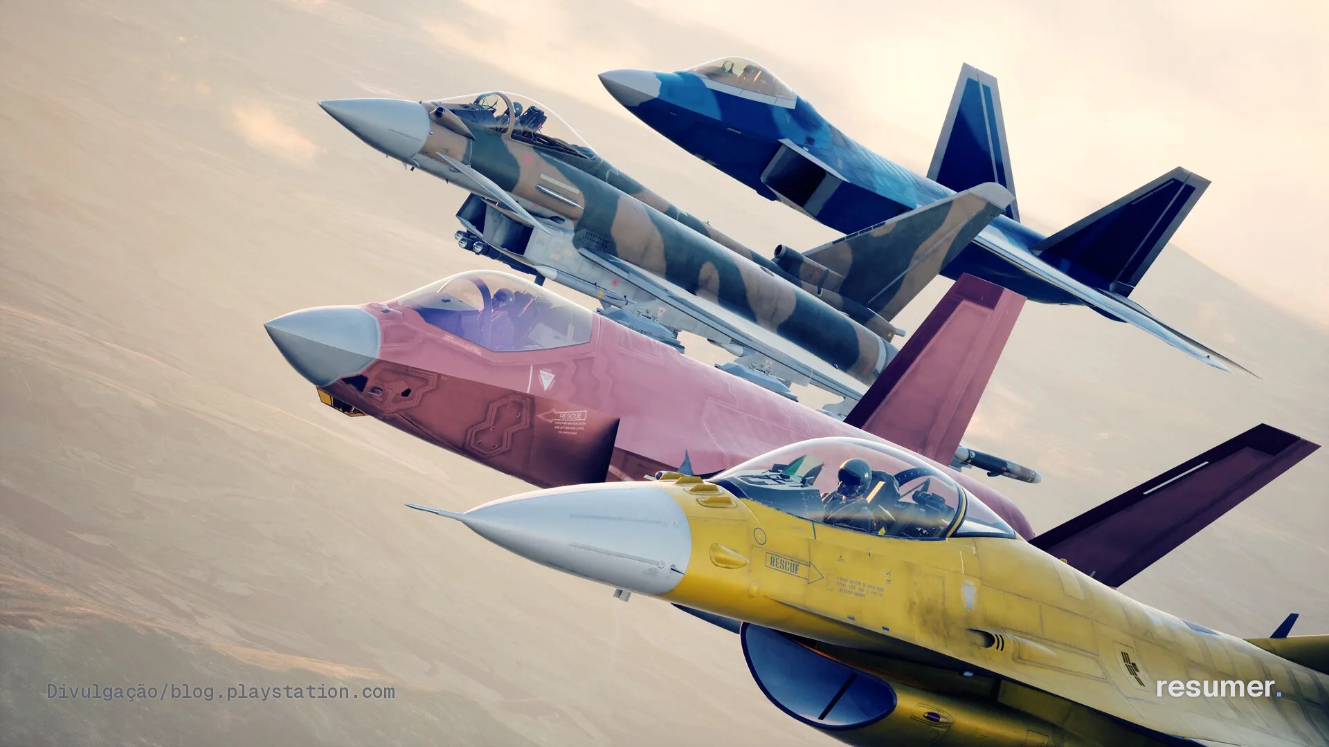 Jogador em ação em Ace Combat 8 com controle DualSense