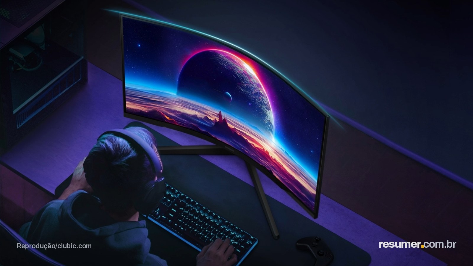 Monitor gamer Samsung Galaxy G5 com curvatura 1000R e taxa de atualização 165 Hz