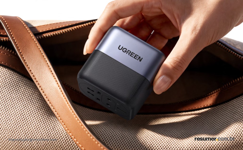 Adaptador de viagem Ugreen com roda para troca de tomadas