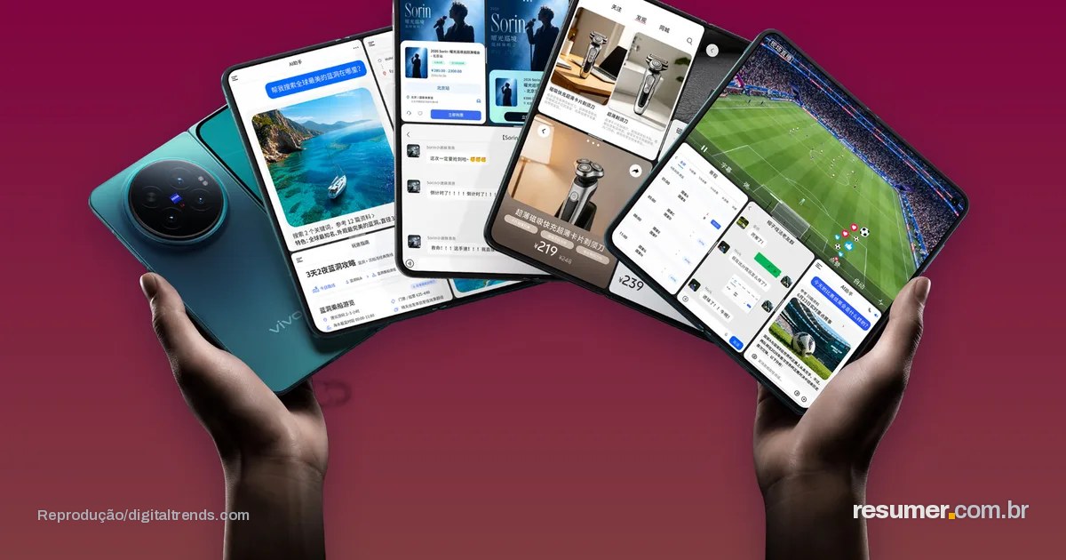 Smartphone dobrável Vivo X Fold 6 com design clássico e tela de 8,02 polegadas