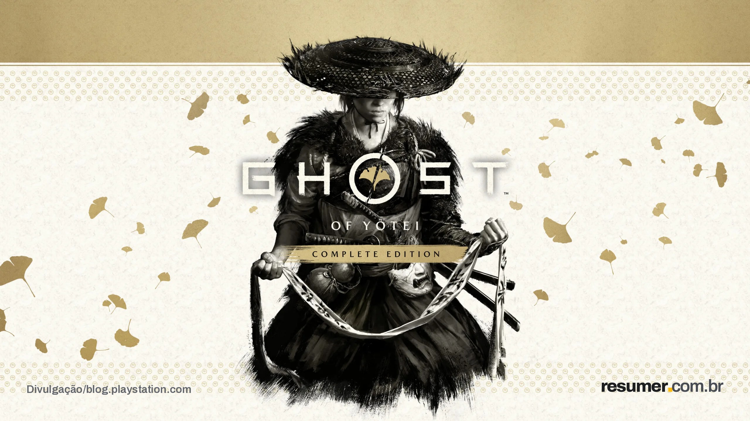 Ghost of Yōtei Complete Edition em destaque com elementos do jogo