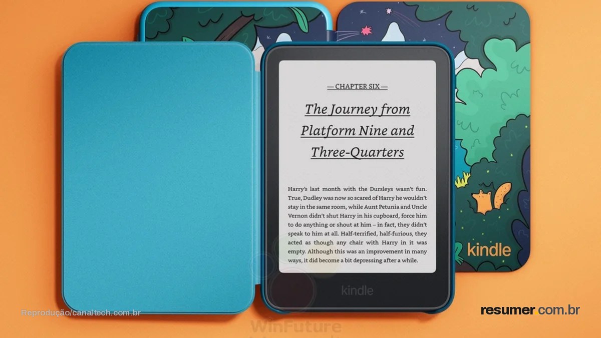 Kindle 12ª geração com design semelhante ao Paperwhite, em destaque com fundo branco.