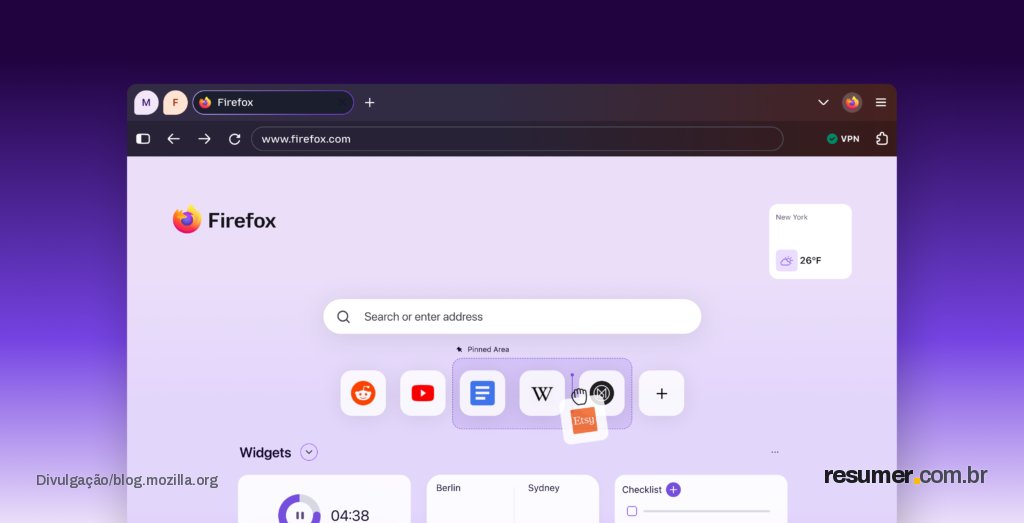 Firefox 157 troca interface por design modernizado