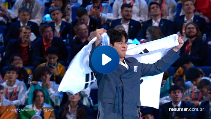 Atletas brasileiros com equipamentos Samsung em evento esportivo