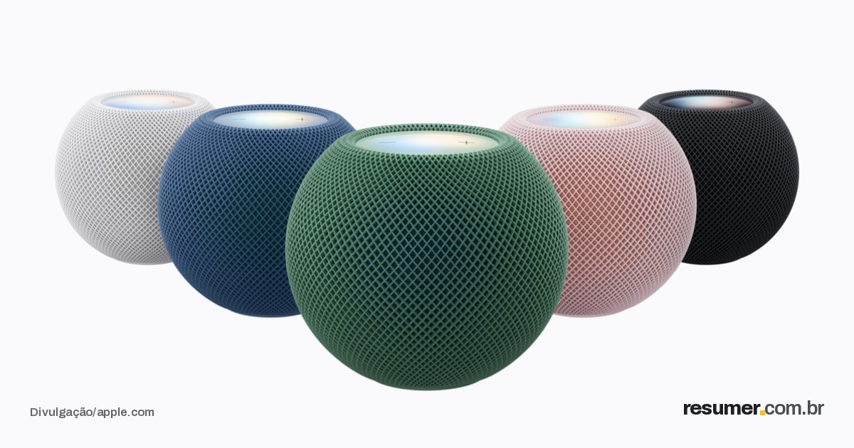 HomePod mini 2 em diferentes cores com destaque para o design e novas opções de cor