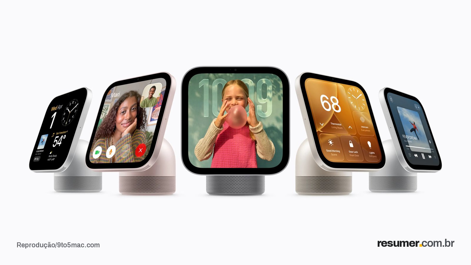 Apple lança HomeView, seu primeiro smart display doméstico, com tela Liquid Retina de 7 polegadas e True Tone.