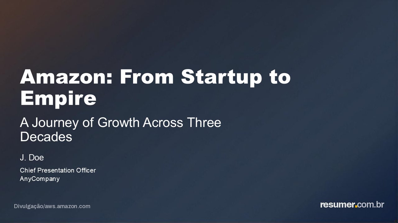 Generated title slide reading ‘Amazon: From Startup to Empire’