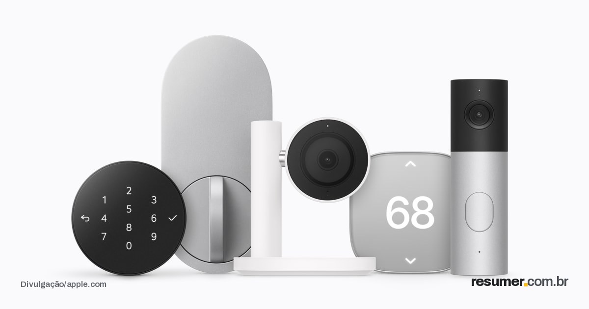 Linha de acessórios inteligentes da Apple para casa, com câmeras, termostatos e fechaduras.