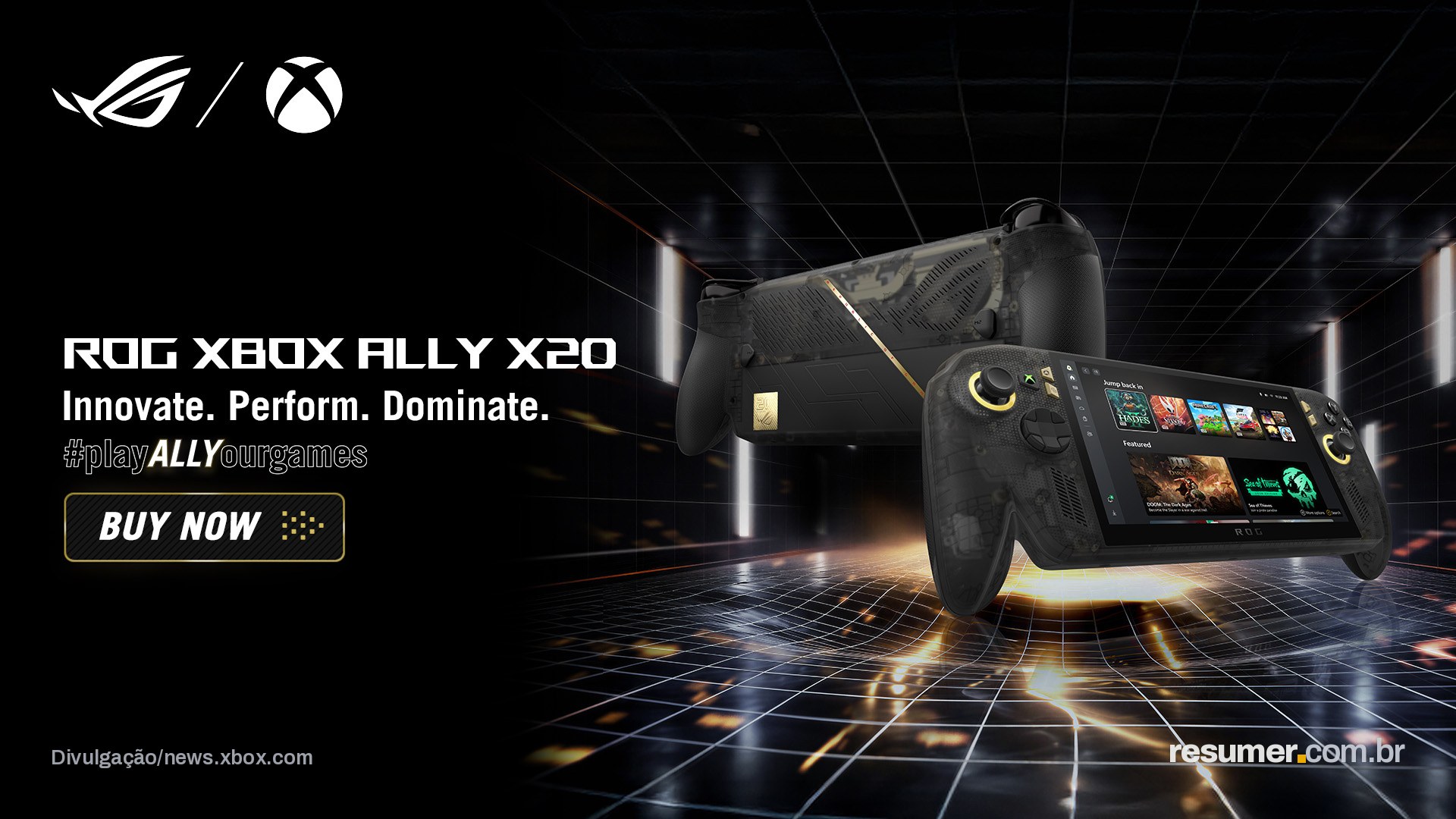 ROG XBOX Ally X20 com tela OLED e HDMI 2.1 em destaque