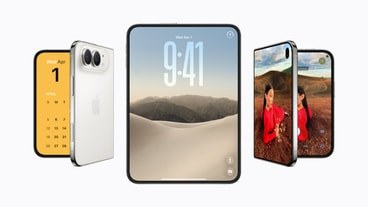 iPhone Duo em destaque com fundo branco e logotipo da Apple