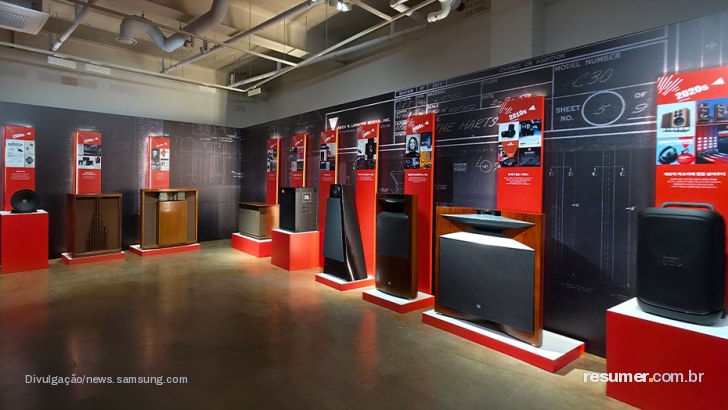 Exposição JBL em Seul com equipamentos da marca e da Bowers & Wilkins