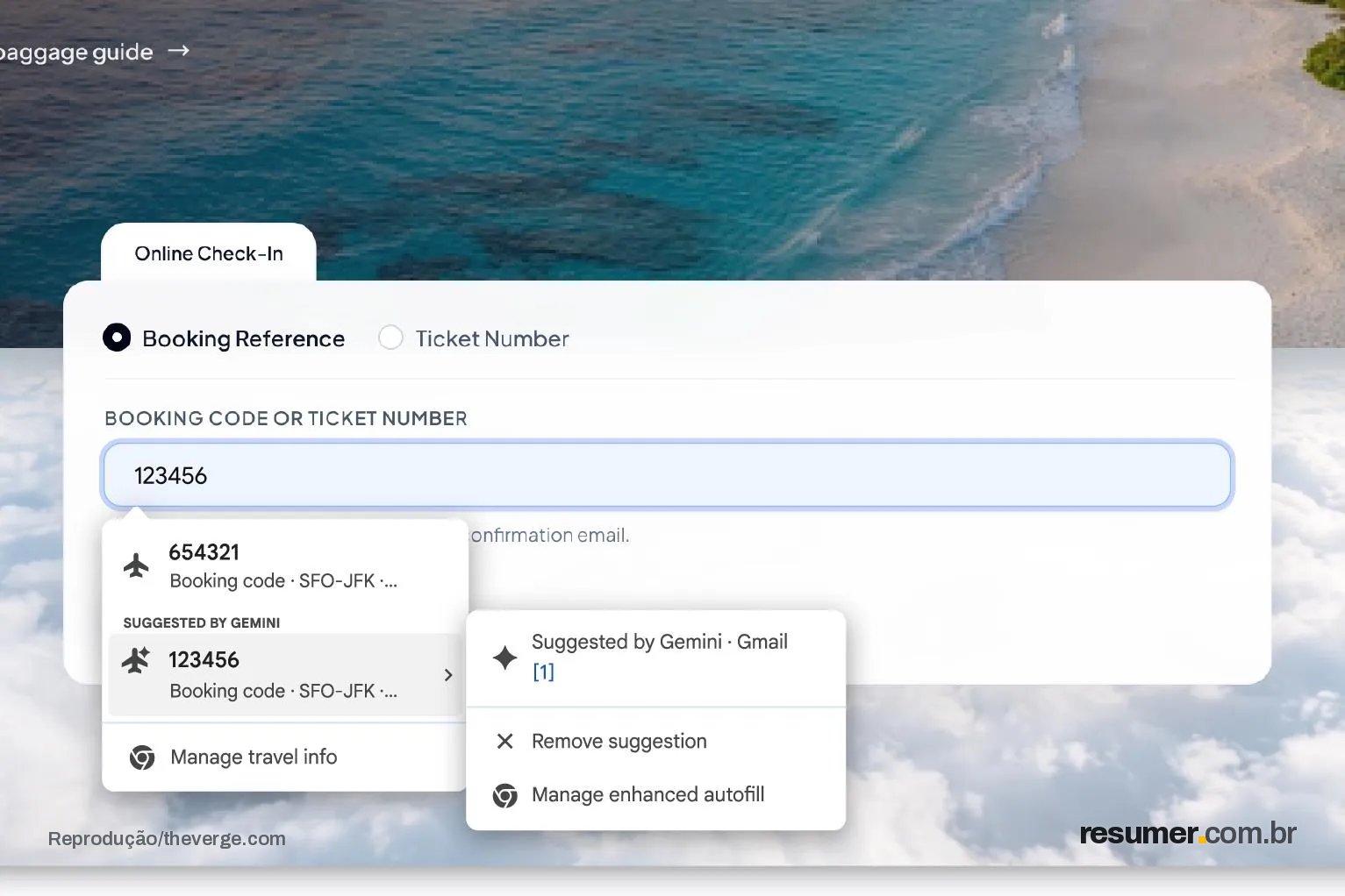 Chrome usa Gemini para sugerir dados de e-mails em formulários — imagem de theverge.com